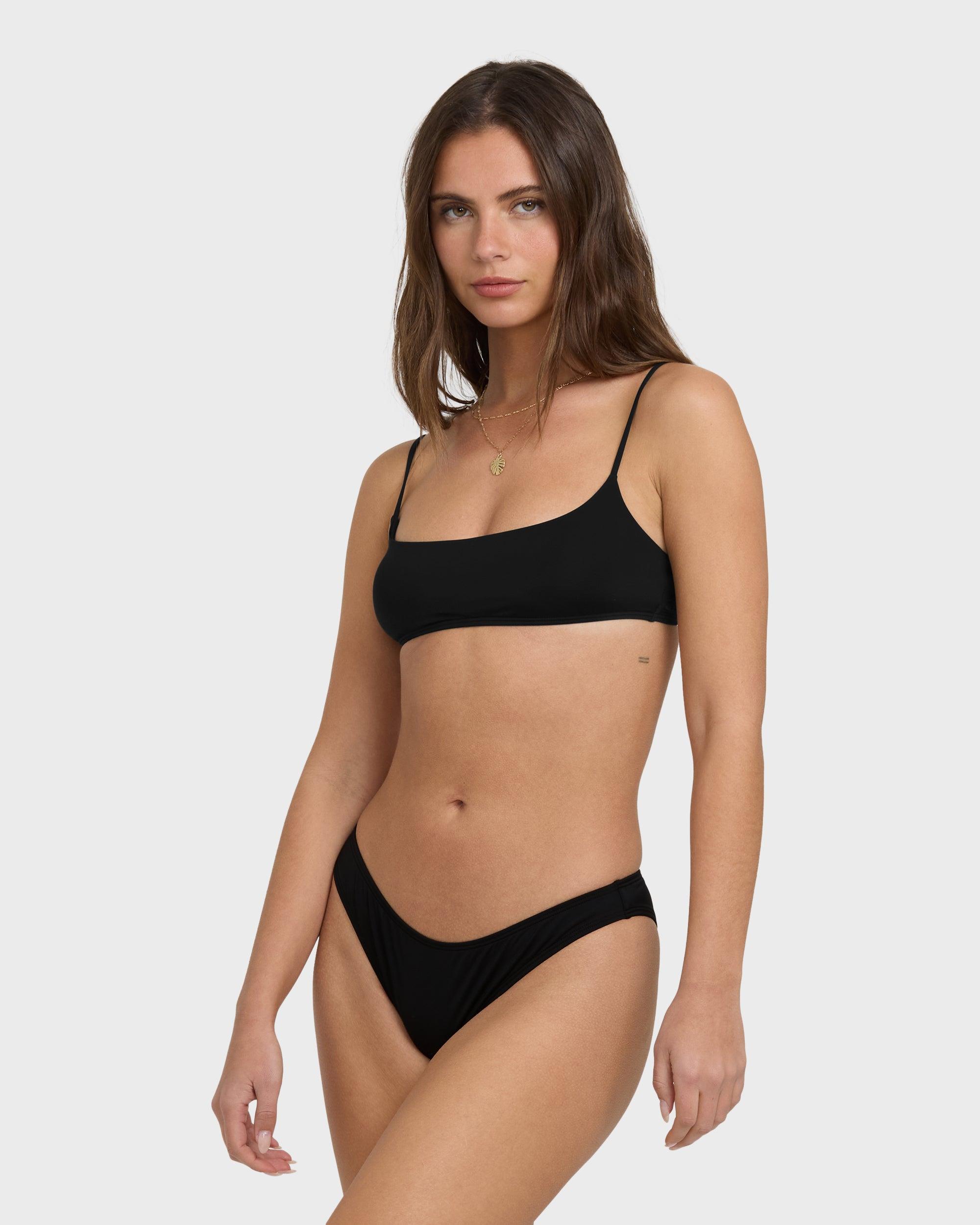 Sol Searcher Jaclyn Crop Bikini Top - Black Pebble Female Product Image