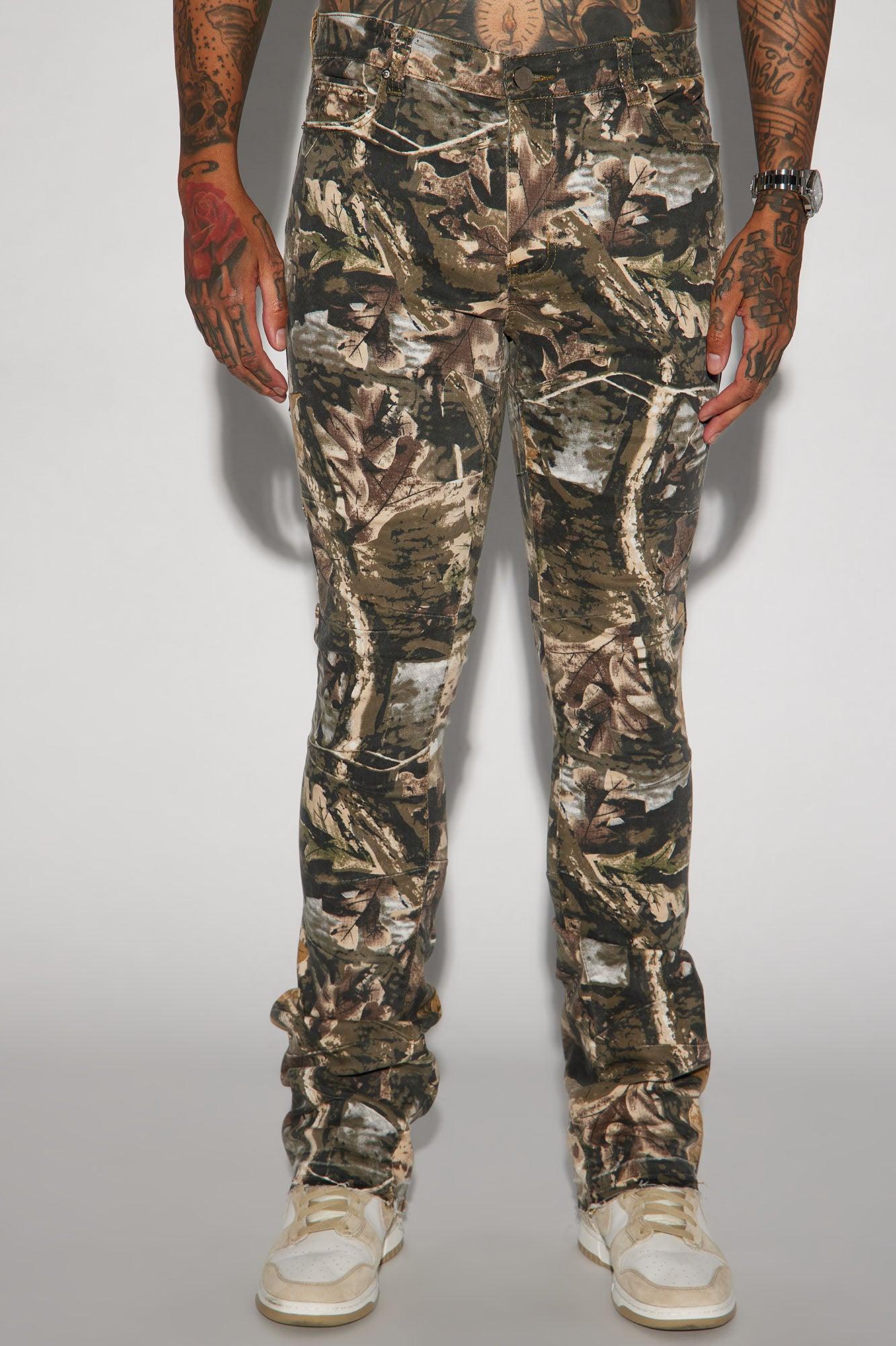 Been This Way Stacked Skinny Flare Pants - Camouflage Product Image