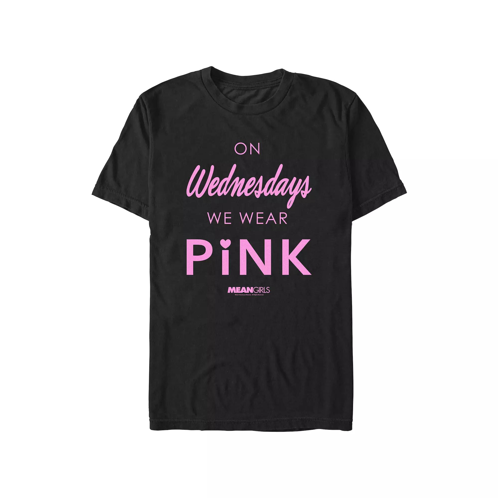 Men's Mean Girls On Wednesdays We Wear Pink Quote Graphic Tee,  Product Image