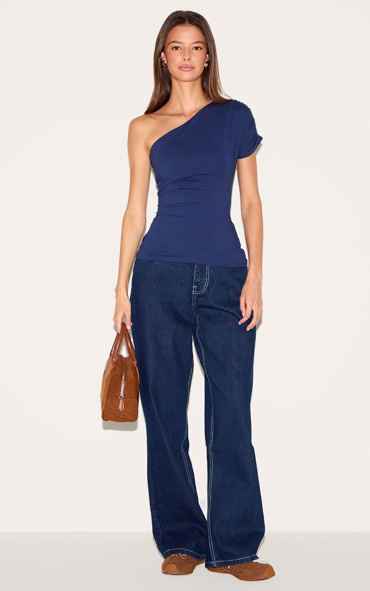 Indigo Blue One Shoulder Asymmetric Top Product Image