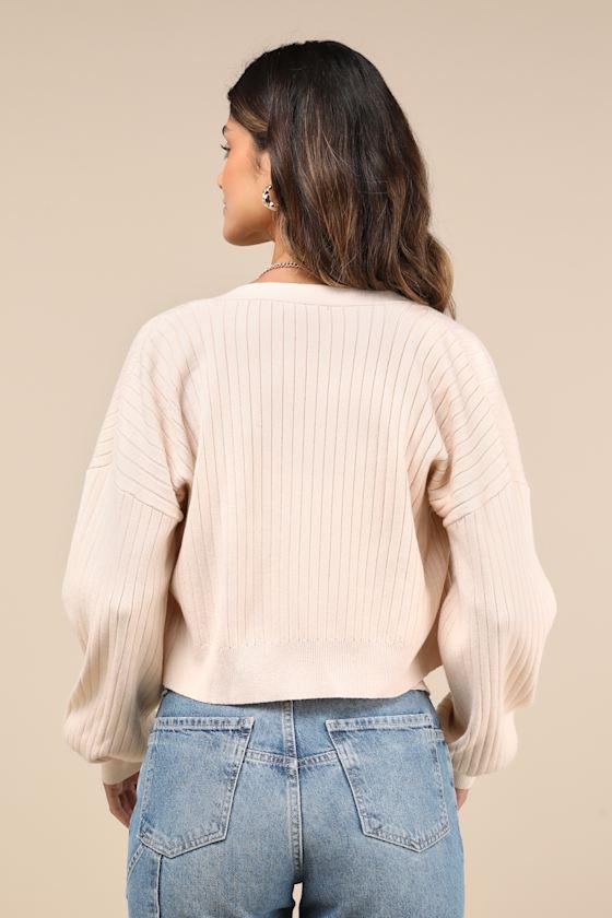 Cutest Duet Beige Knit Cami Top and Cardigan Sweater Set Product Image