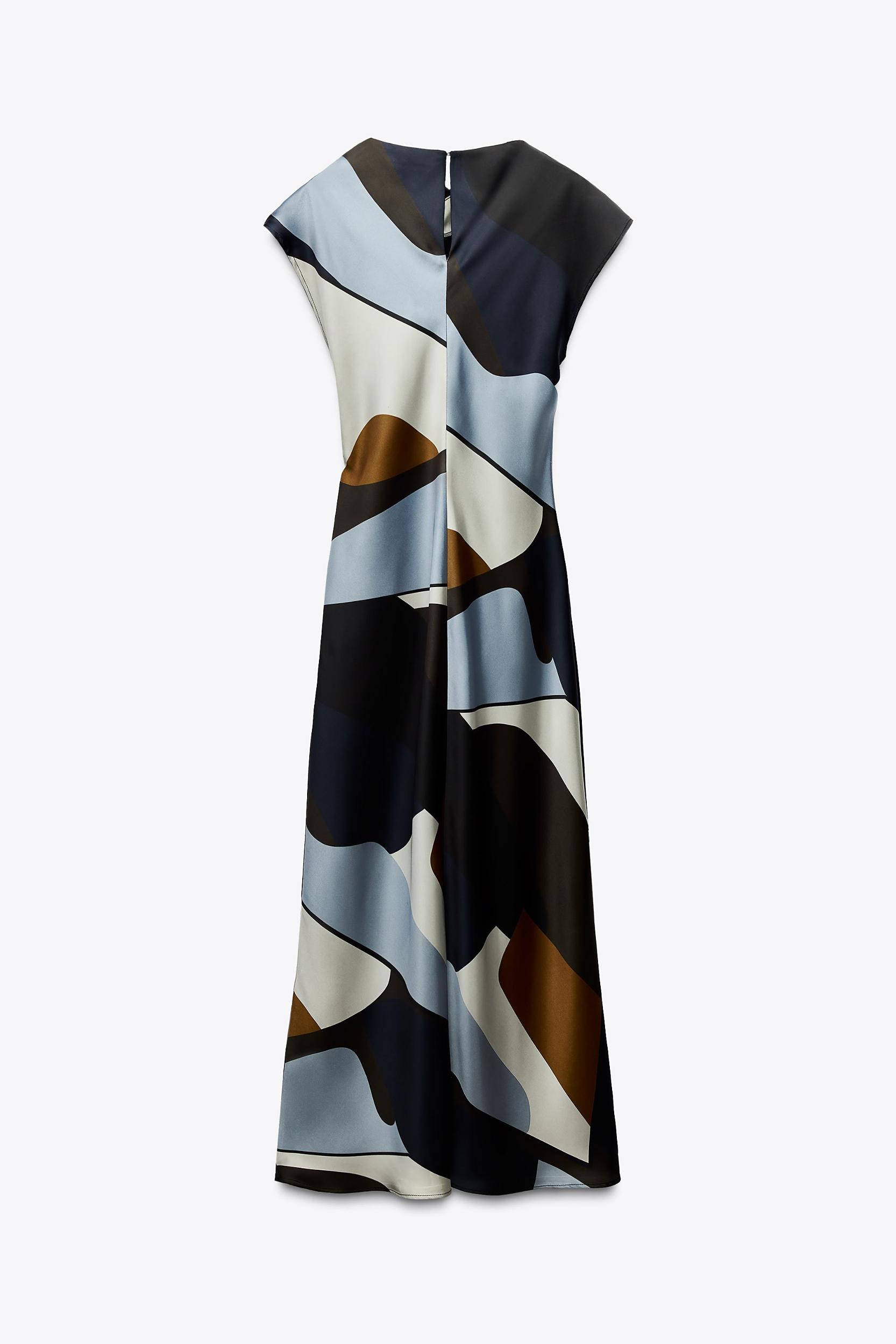 SATIN PRINTED MIDI DRESS Product Image