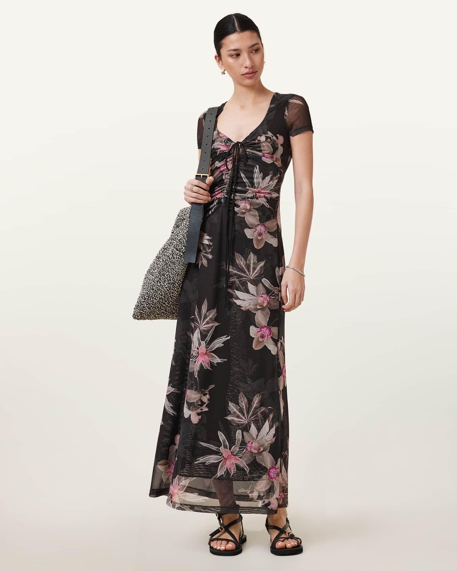 Gabby Floral Print Mesh Maxi Dress Product Image