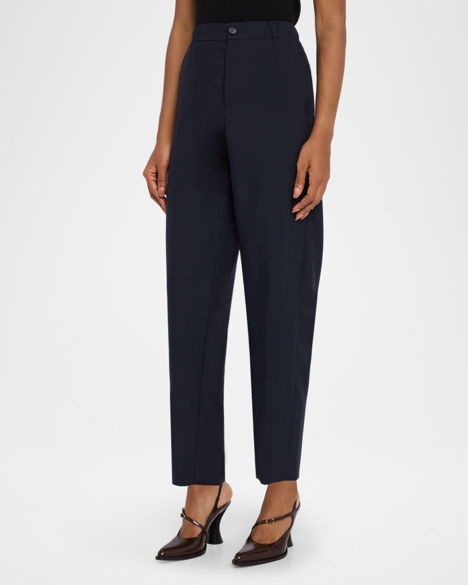 Elastic Waistband Straight-Leg Trousers Product Image