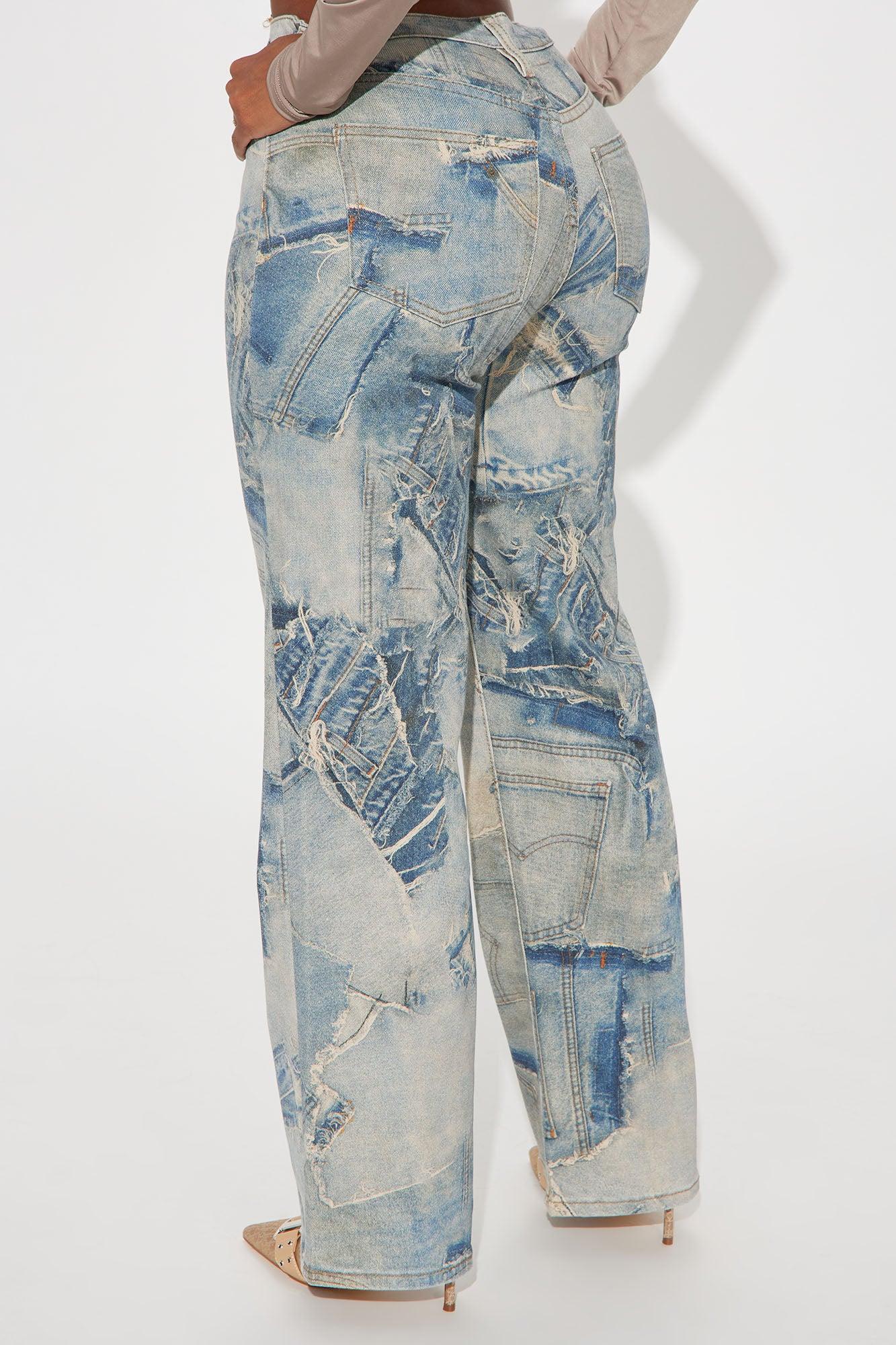 Denim On Denim Printed Flare Jeans - Light Wash Product Image