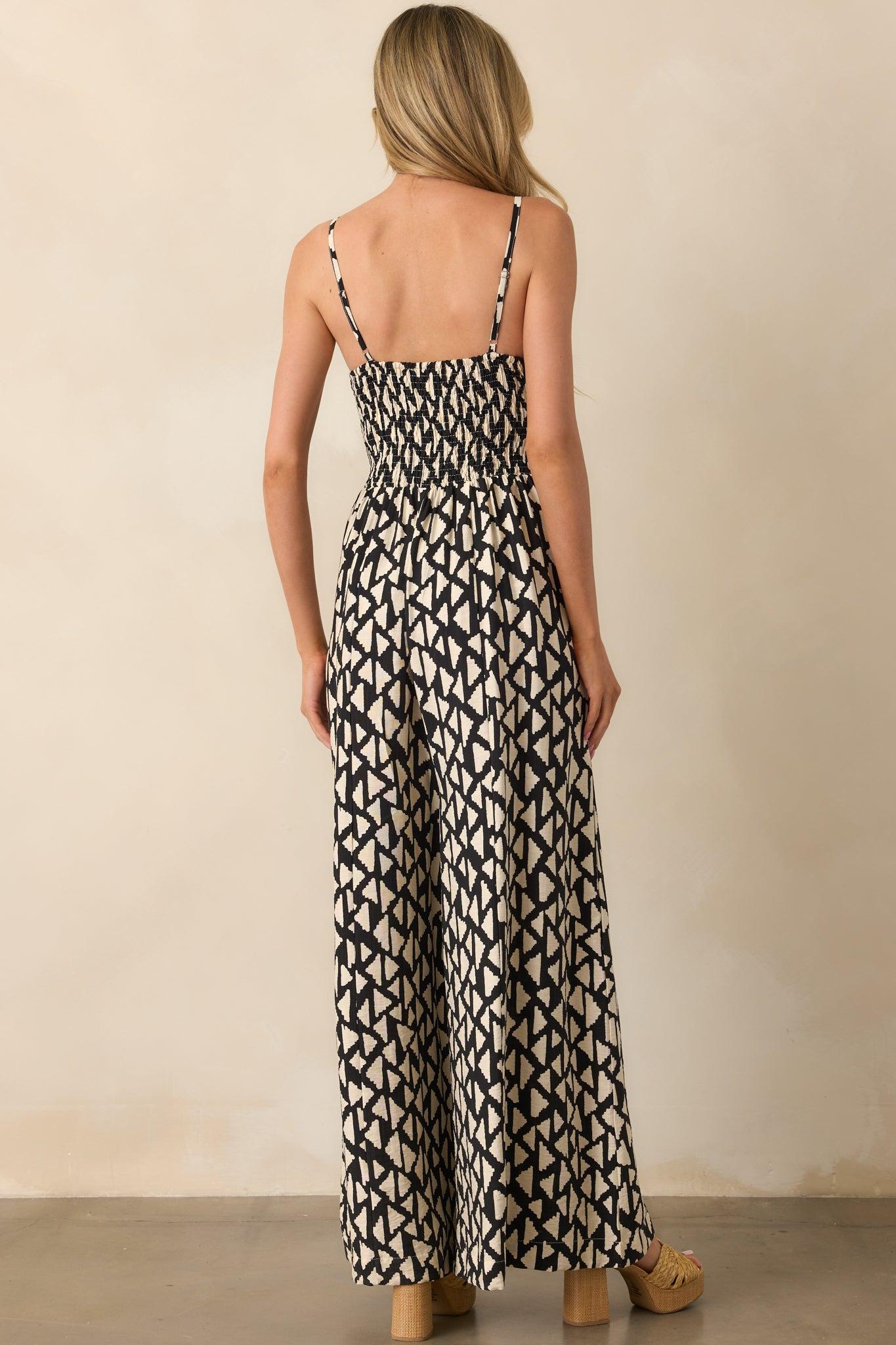 Gallery Stroll Black Geometric Print Jumpsuit Product Image