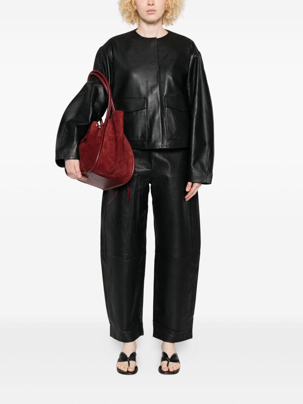 leather straight-leg trousers Product Image