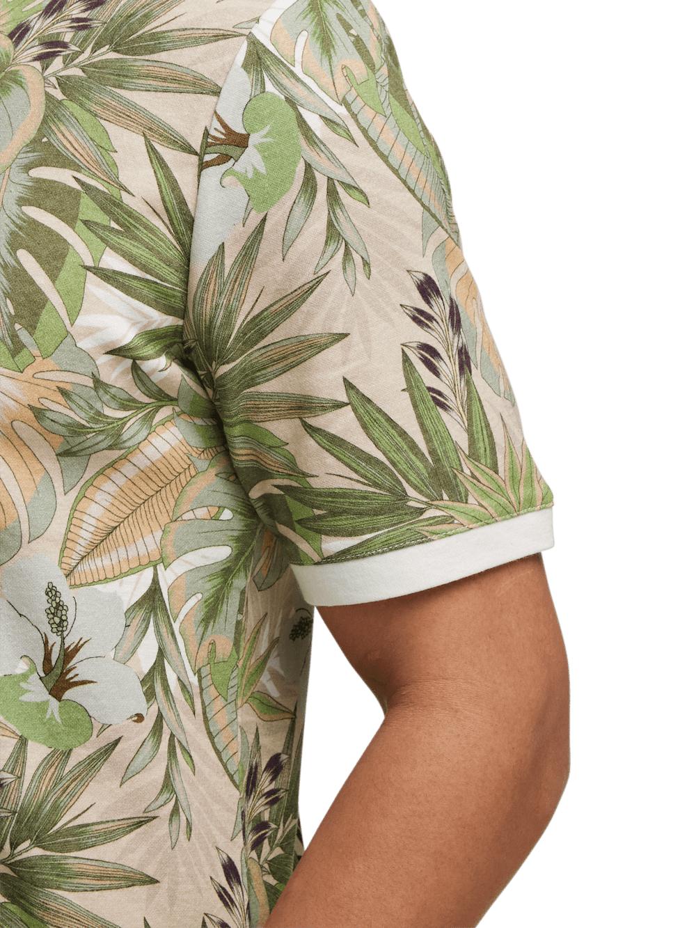 Linen Blend Button Front Camp Collar - Multi Product Image