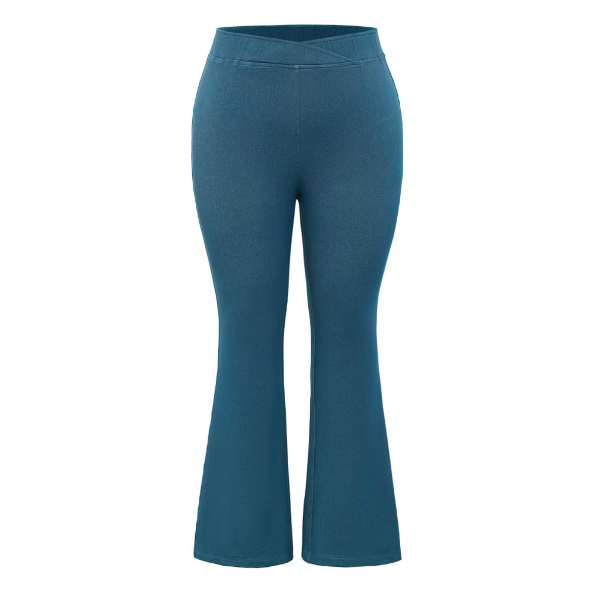 Plus Size Supersoft Essentials Solid High Rise Moderately Stretchy Jeans Women Blue Casual Plain Plain Medium stretch Side seam pocket Jeans BloomChic 20/2X Product Image