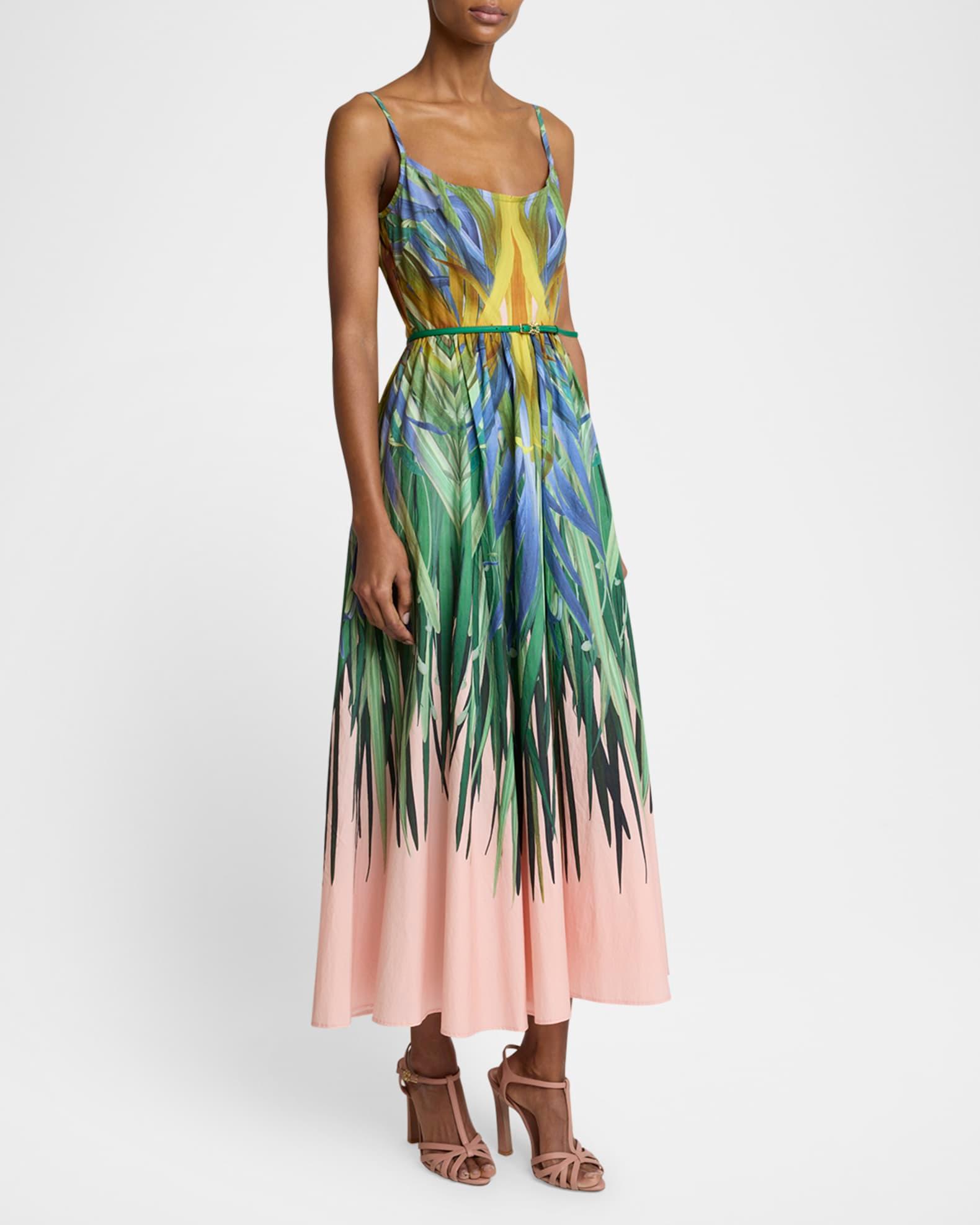 Printed Cotton Low-Back Midi Dress Product Image