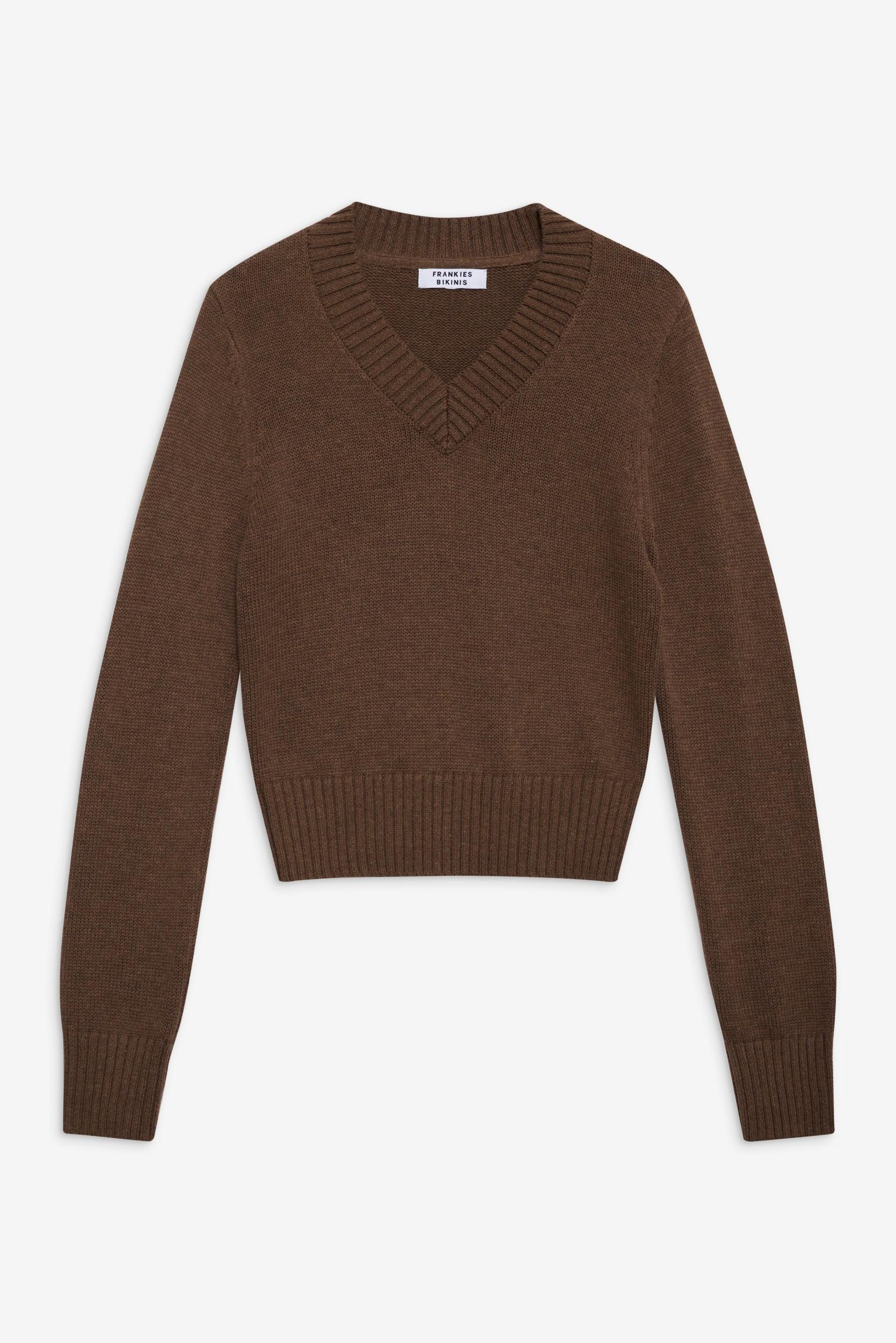 Rowe V Neck Knit Sweater - Maple Product Image