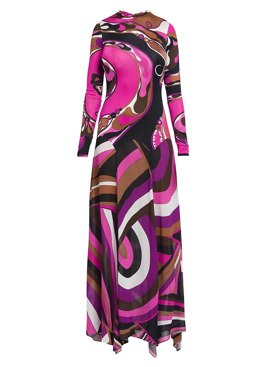 Womens Parade Jersey Organzino Maxi Dress Product Image
