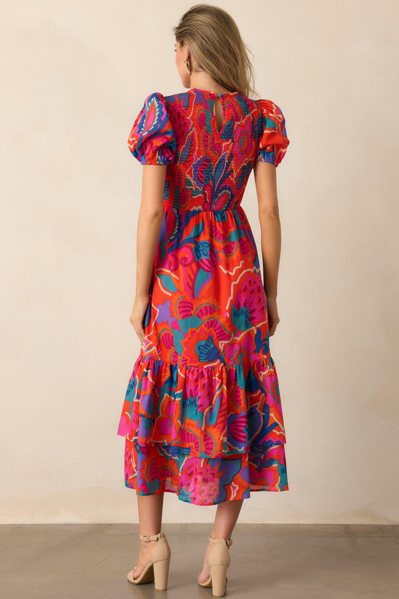 Catching Flights Cotton Orange Multi Print Maxi Dress Product Image