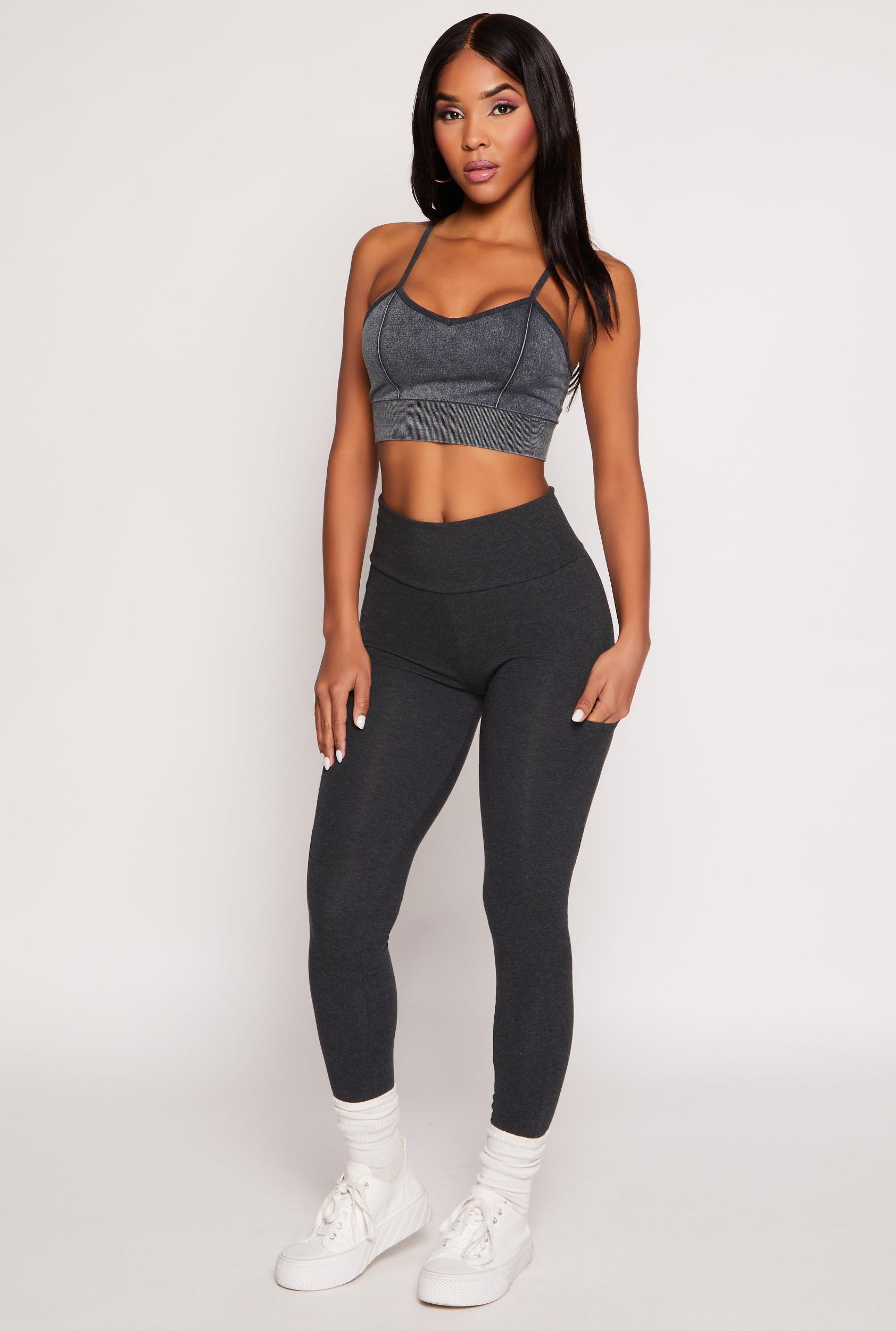 Womens High Waist Cropped Pocket Leggings Product Image