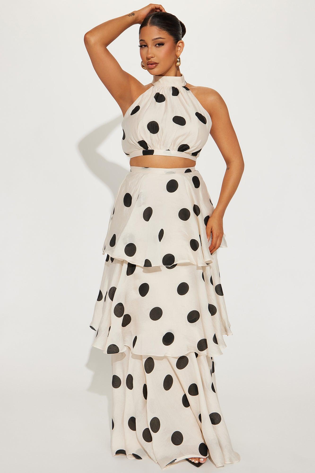 Ava Polka Dot Skirt Set - Cream/combo Product Image