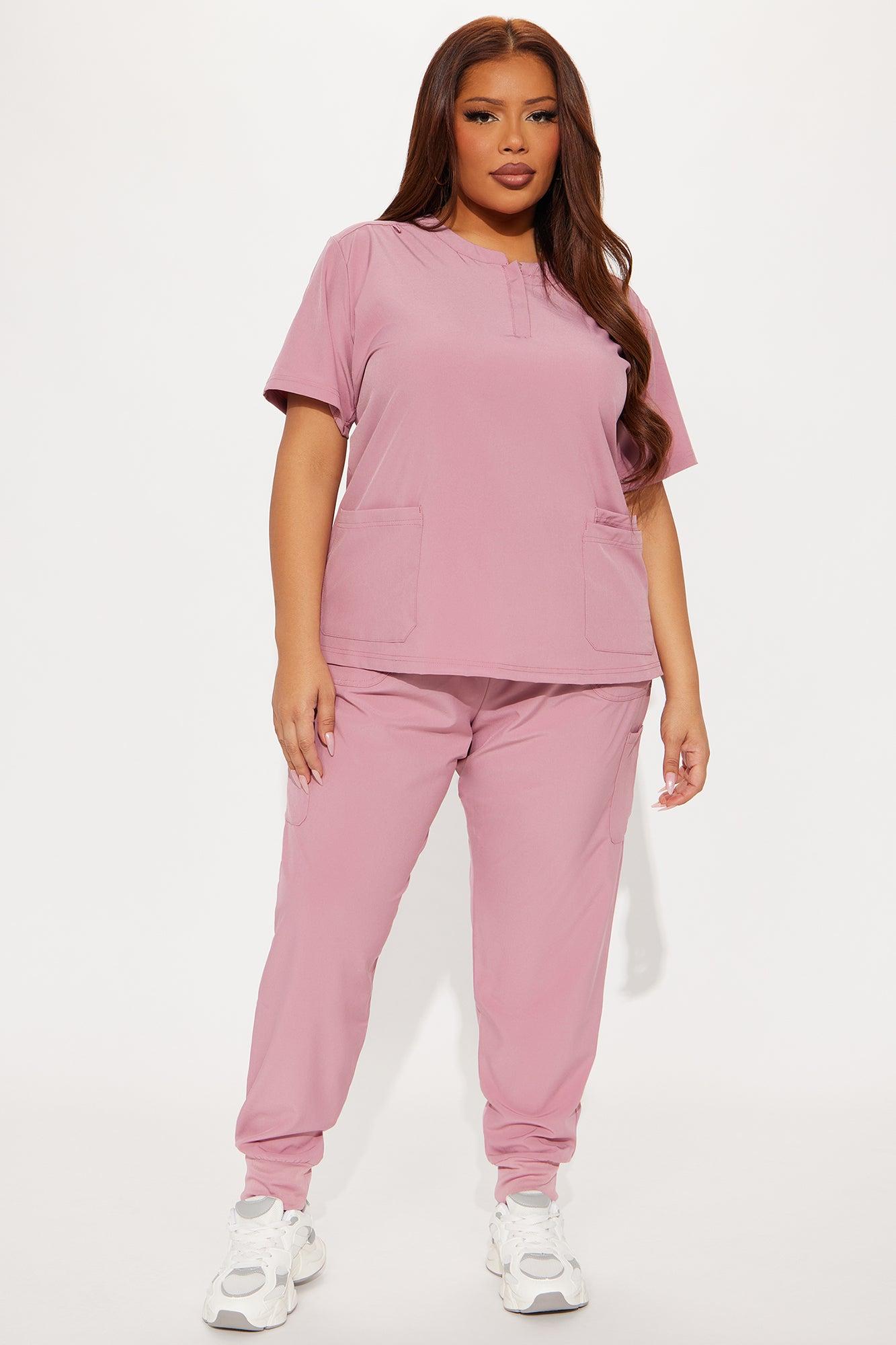 Daily Clock In 4 Way Stretch Uniform Scrub Jogger Set - Mauve Female Product Image