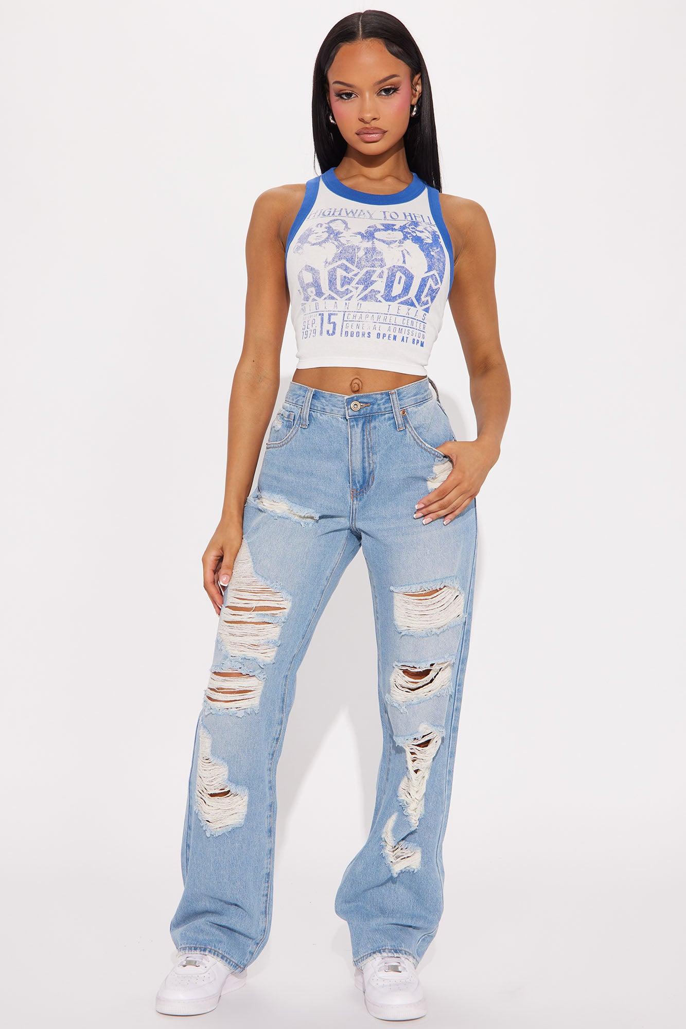 Up To Something Ripped Non Stretch Straight Leg Jean - Vintage Wash Product Image