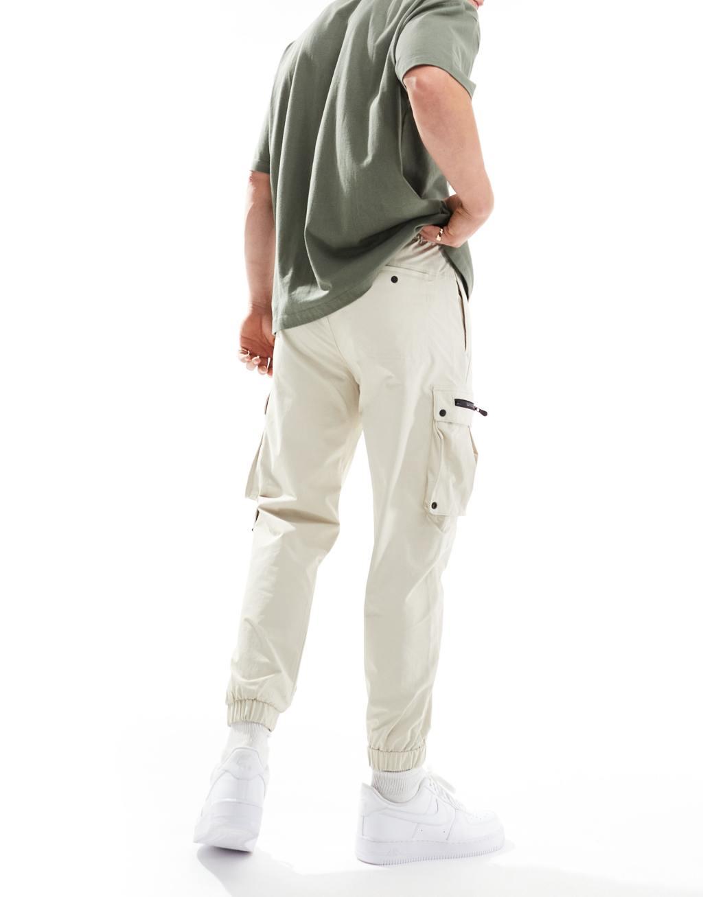 Bershka tech cargo pants in sand Product Image