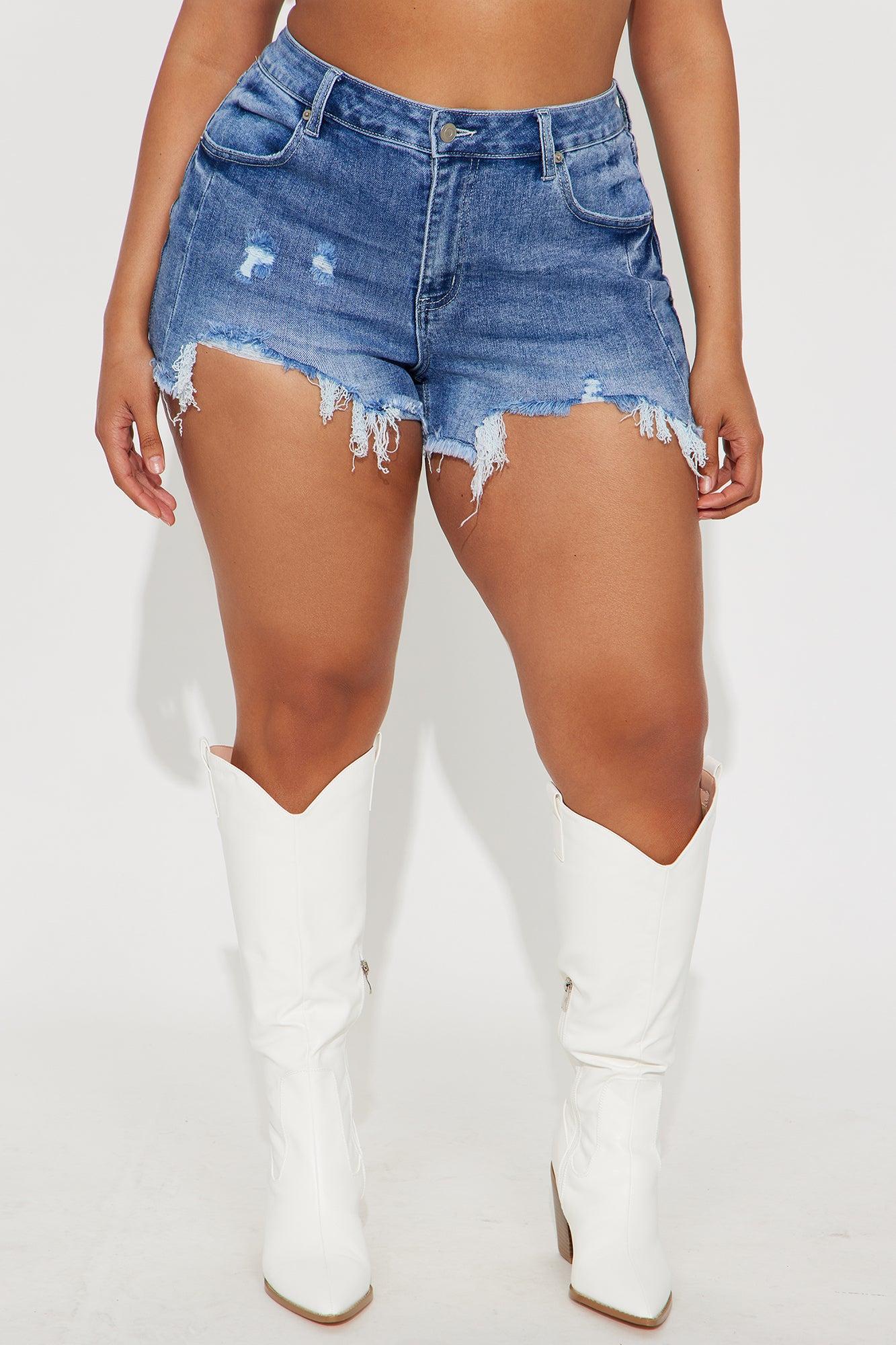 Opening Up Stretch Denim Shorts - Vintage Wash Female Product Image