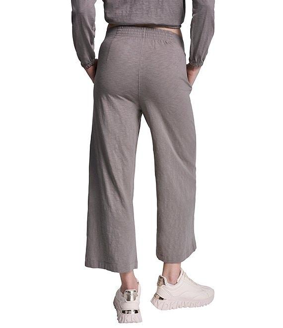DKNY Sport by Donna Karan Coordinating Slub Knit Jersey High Rise Wide Leg Ankle Pants Product Image