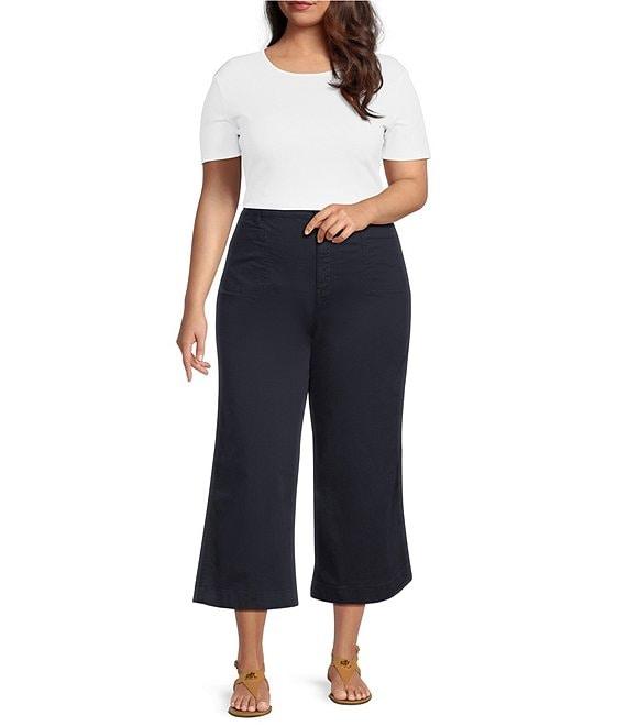 Lauren Ralph Lauren Plus Size Stretch Chino Wide-Leg Cropped Pants Product Image