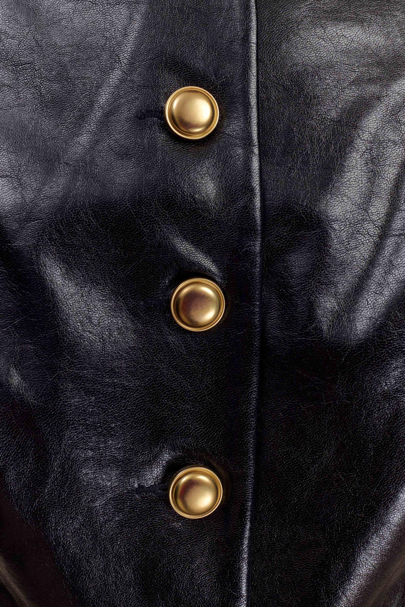 Coralia Faux Leather Sleeveless Vest - Black Product Image