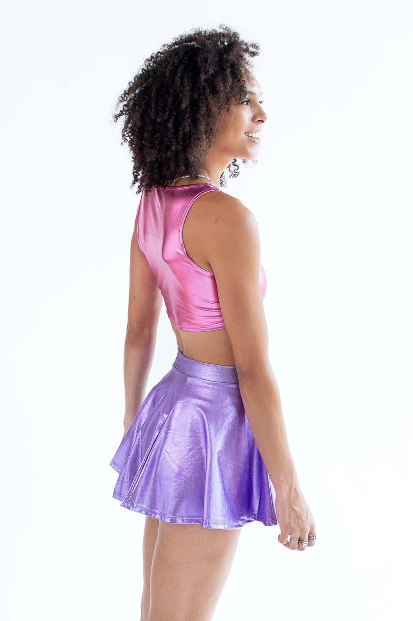 Metallic Pink Racer Crop Tank Product Image