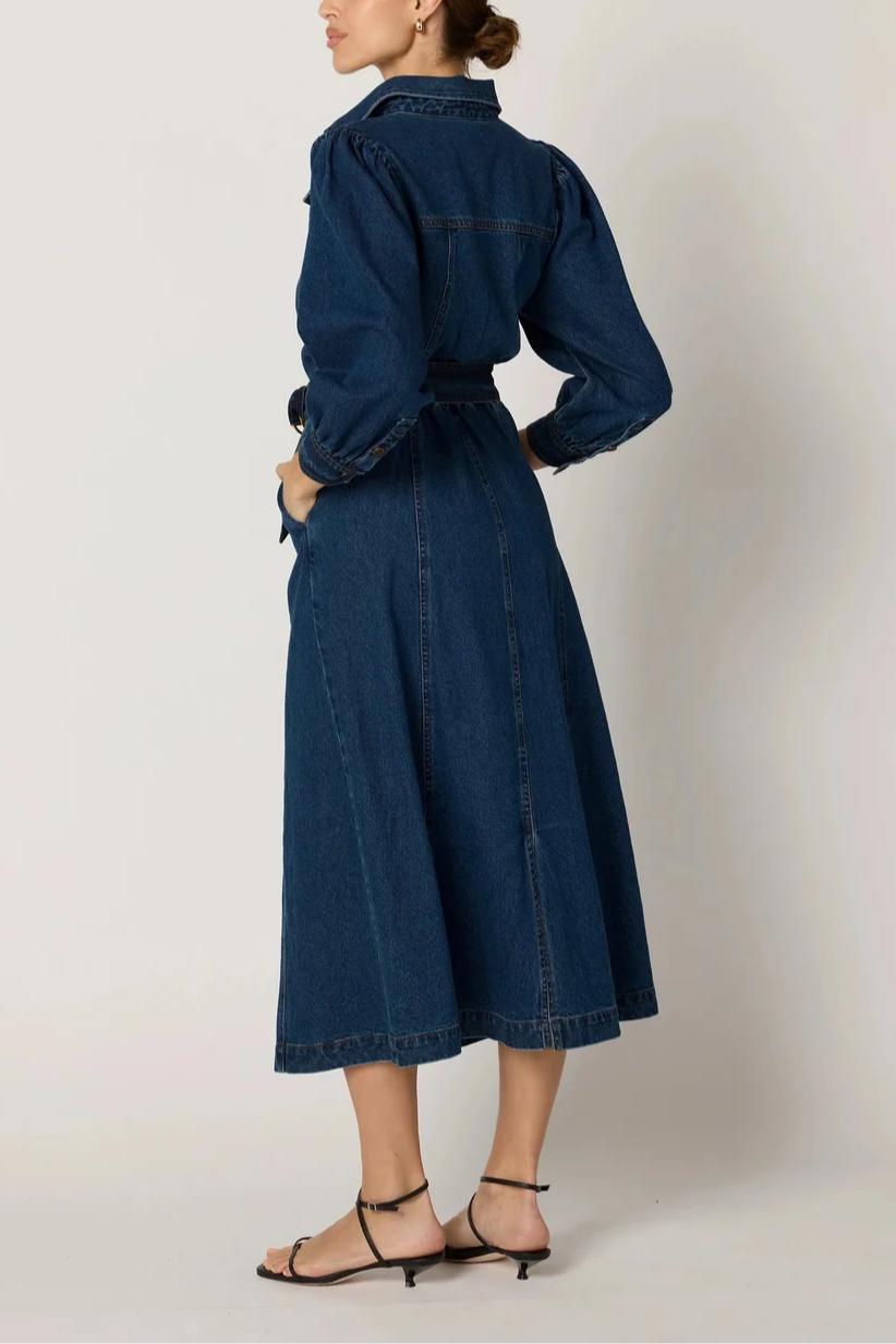 Naya Midi Dress- Denim Product Image