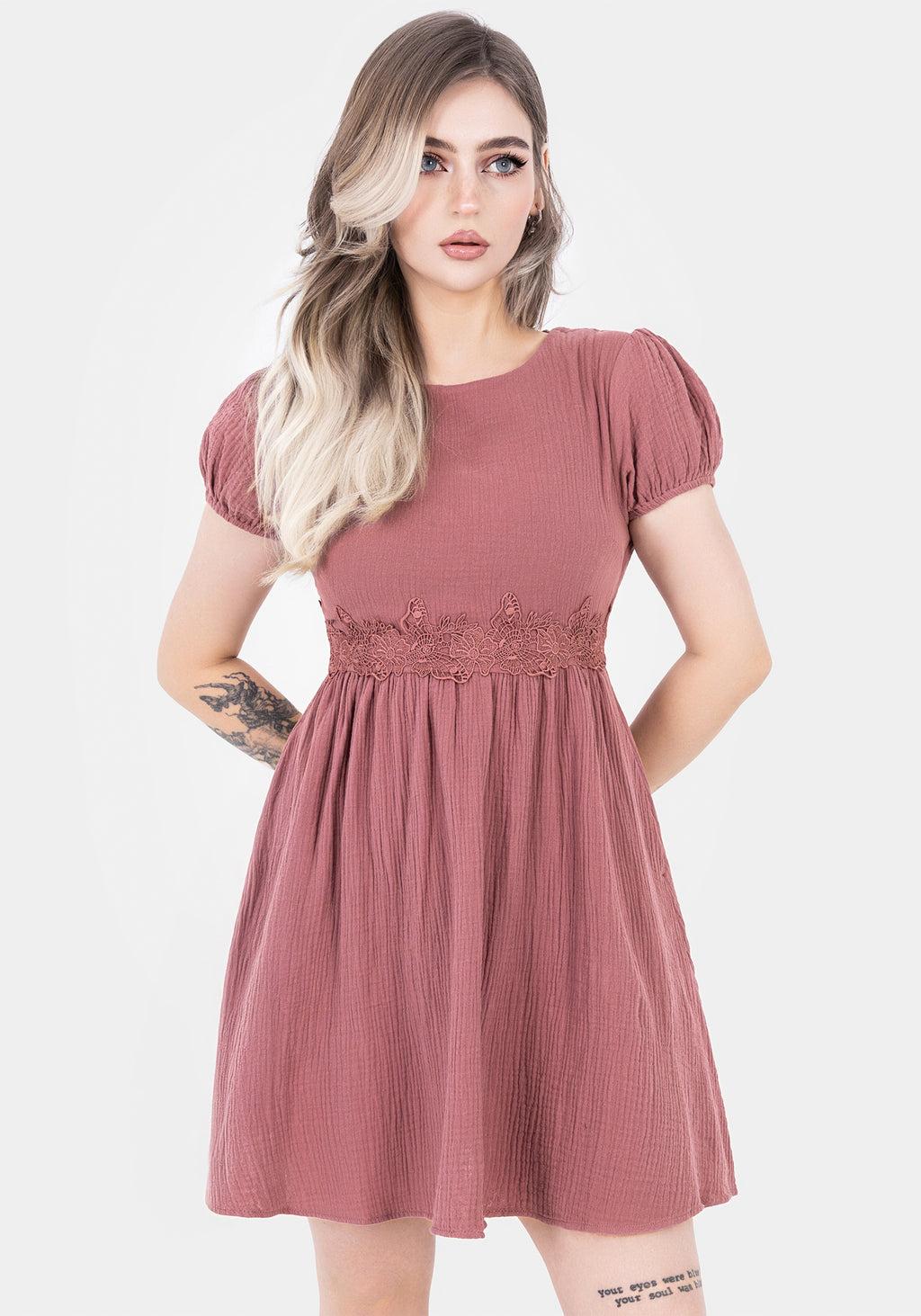 Rosamoth Applique Trim Cotton Mini Smock Dress Product Image