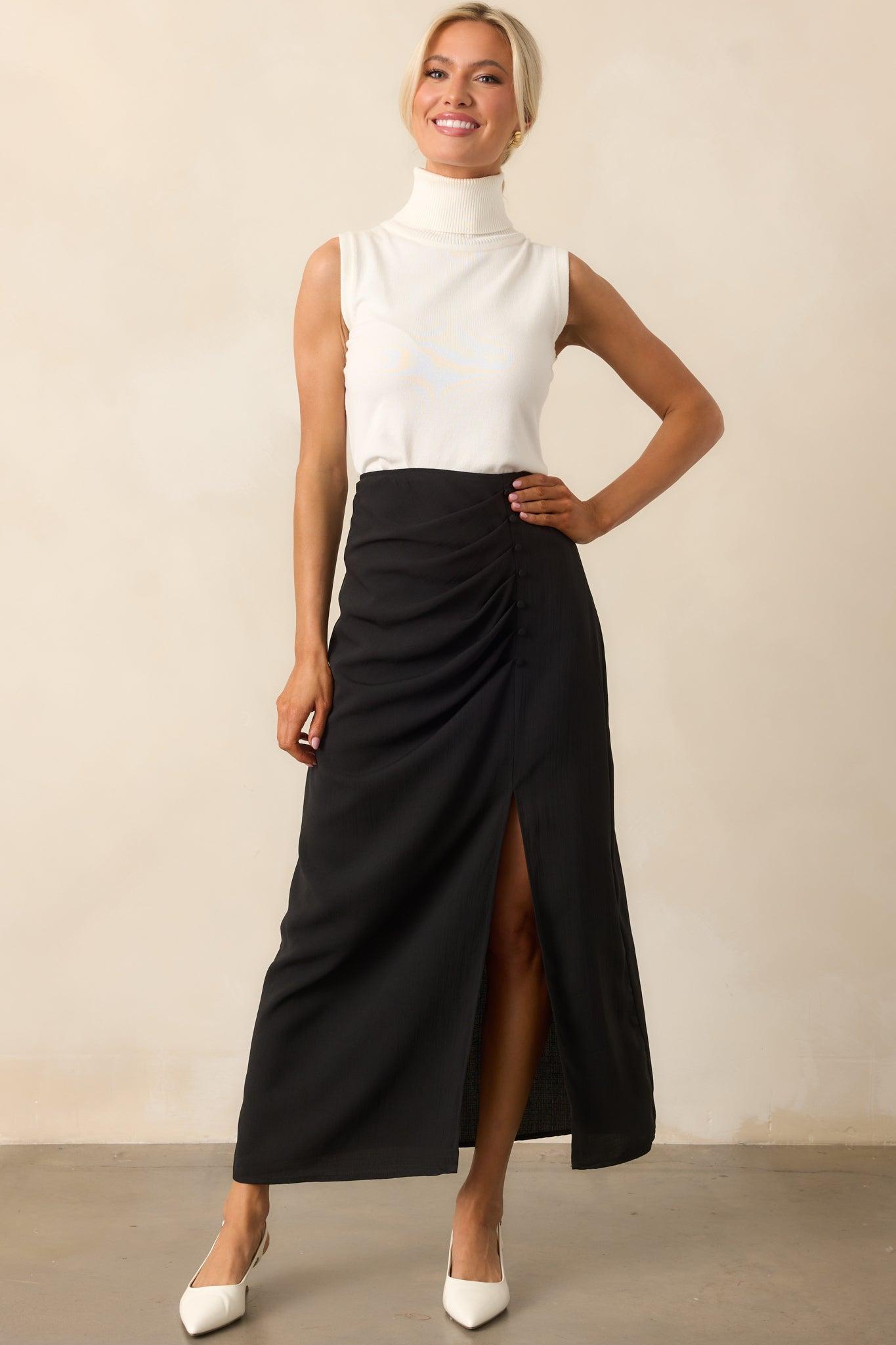 Nocturne Niche Black Midi Skirt Product Image