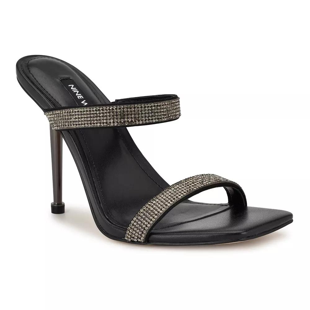 Nine West Yogirl Women's Square Toe Slip-On Dress Sandals, Size: 10, Black Shimmer Product Image