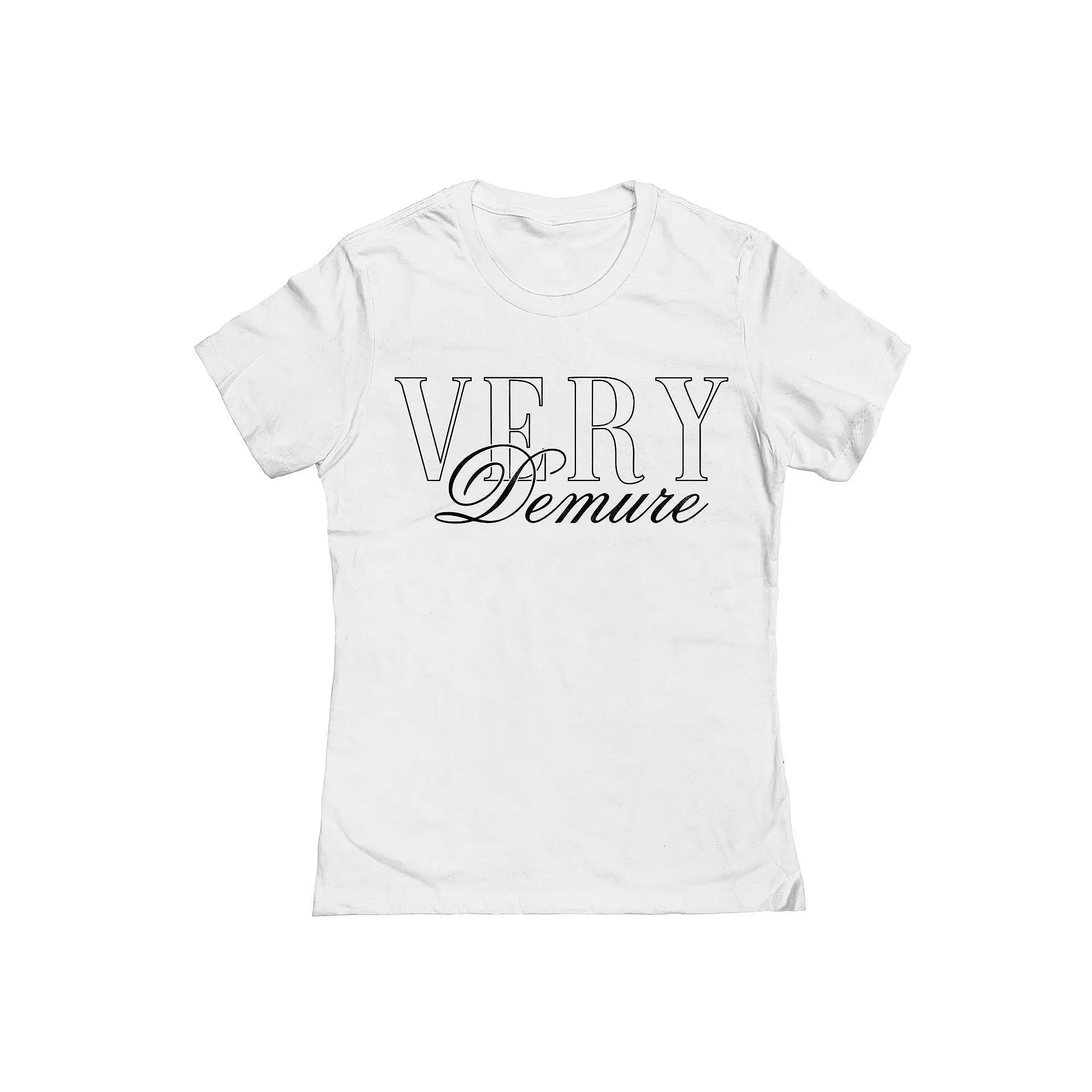Junior's Grayson Threads The Label Very Demure Outline Graphic Tee, Girl's, Size: Medium, White Product Image