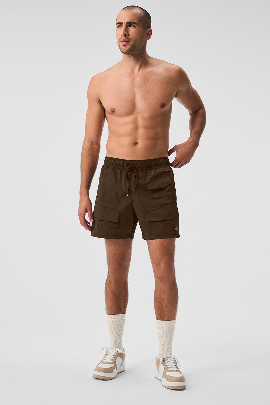 7" Crinkle Nylon Excursion Cargo Short - Espresso Product Image