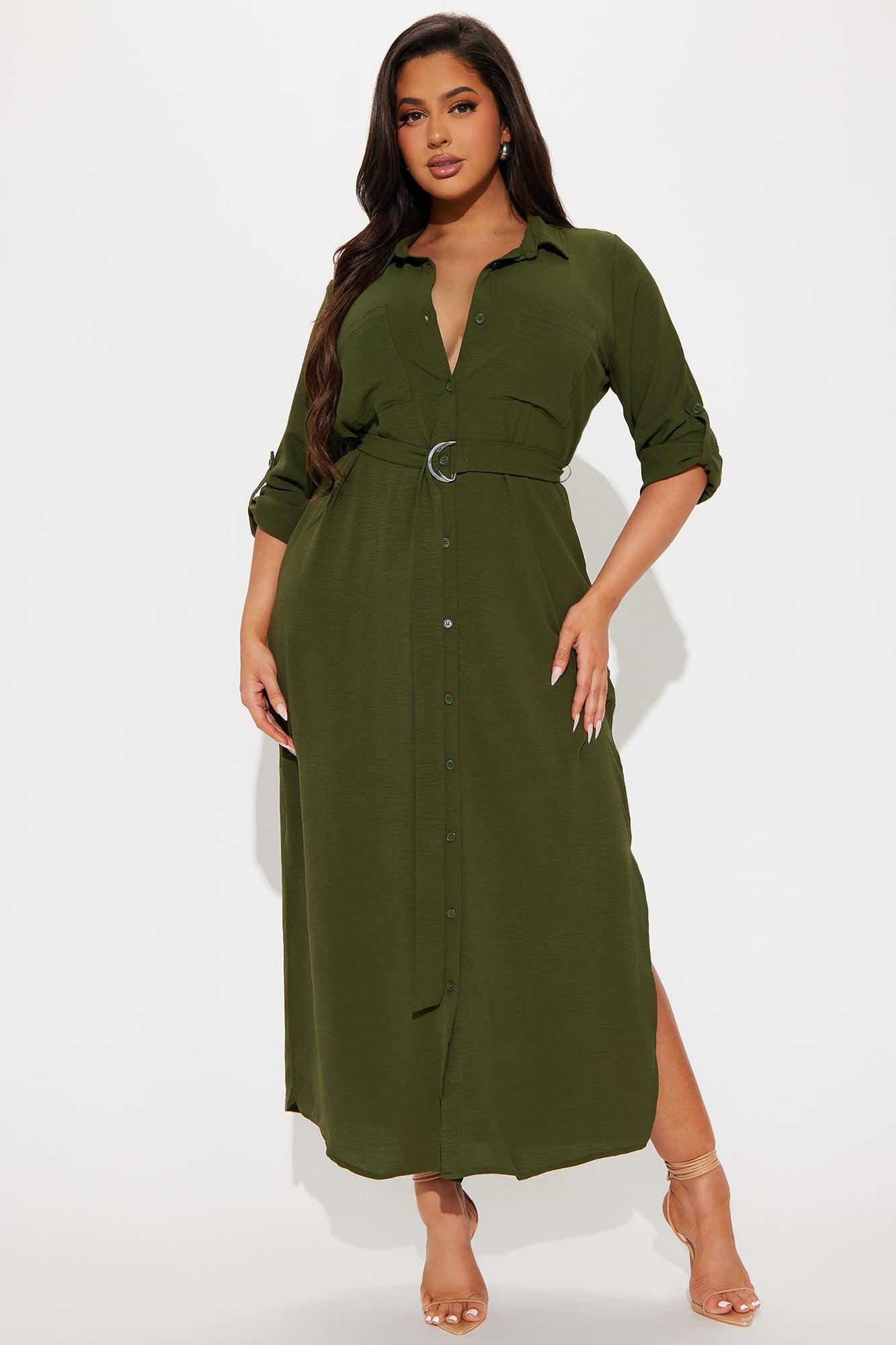 Olivia Shirt Maxi Dress - Hunter Product Image