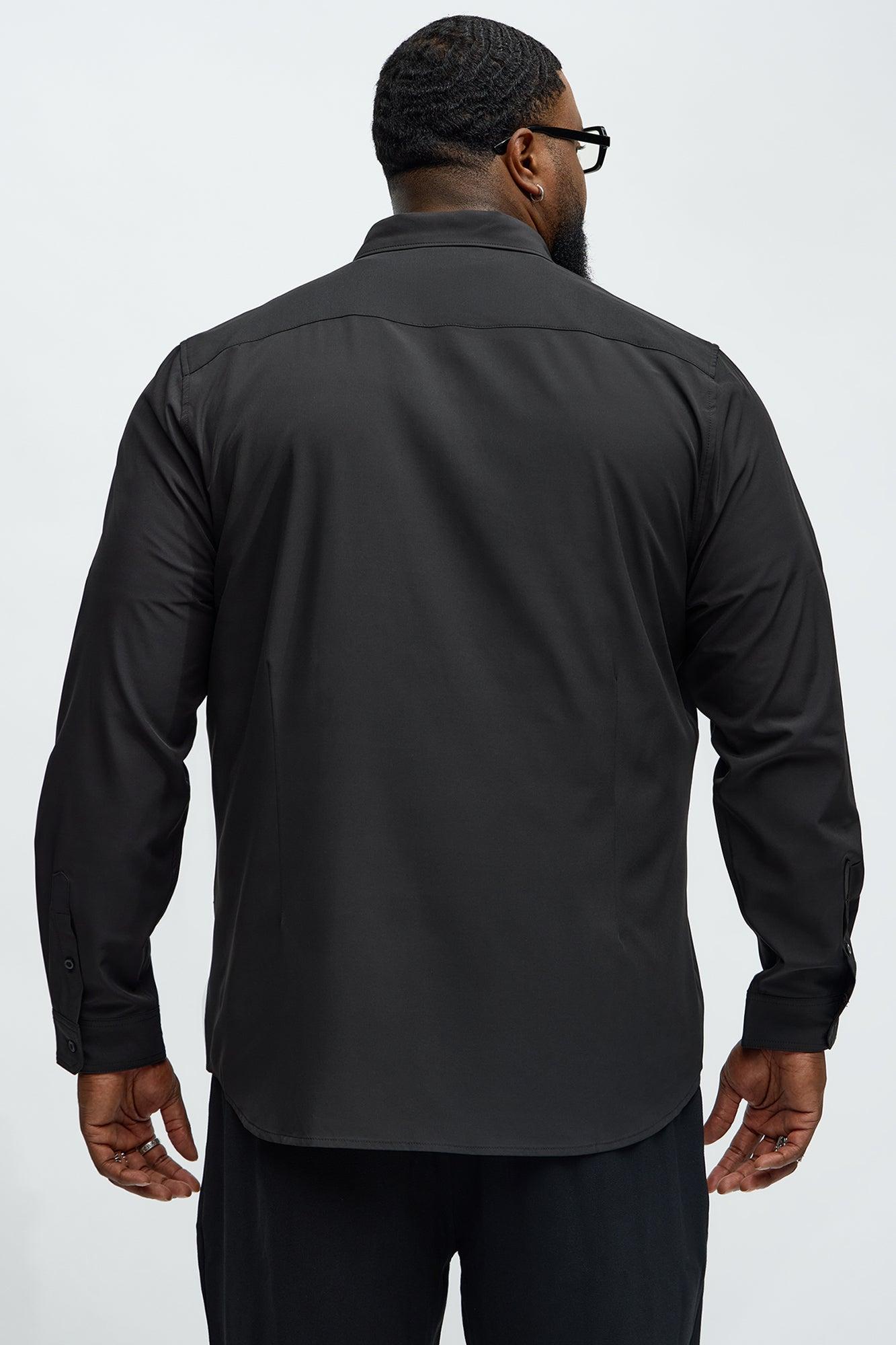 Slim Long Sleeve Stretch Shirt - Black Product Image