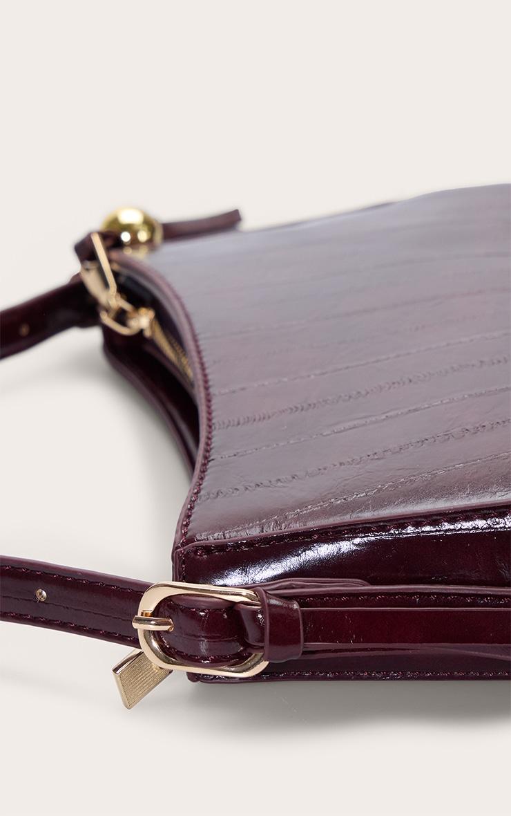 Burgundy Curved Beaded Shoulder Bag Product Image