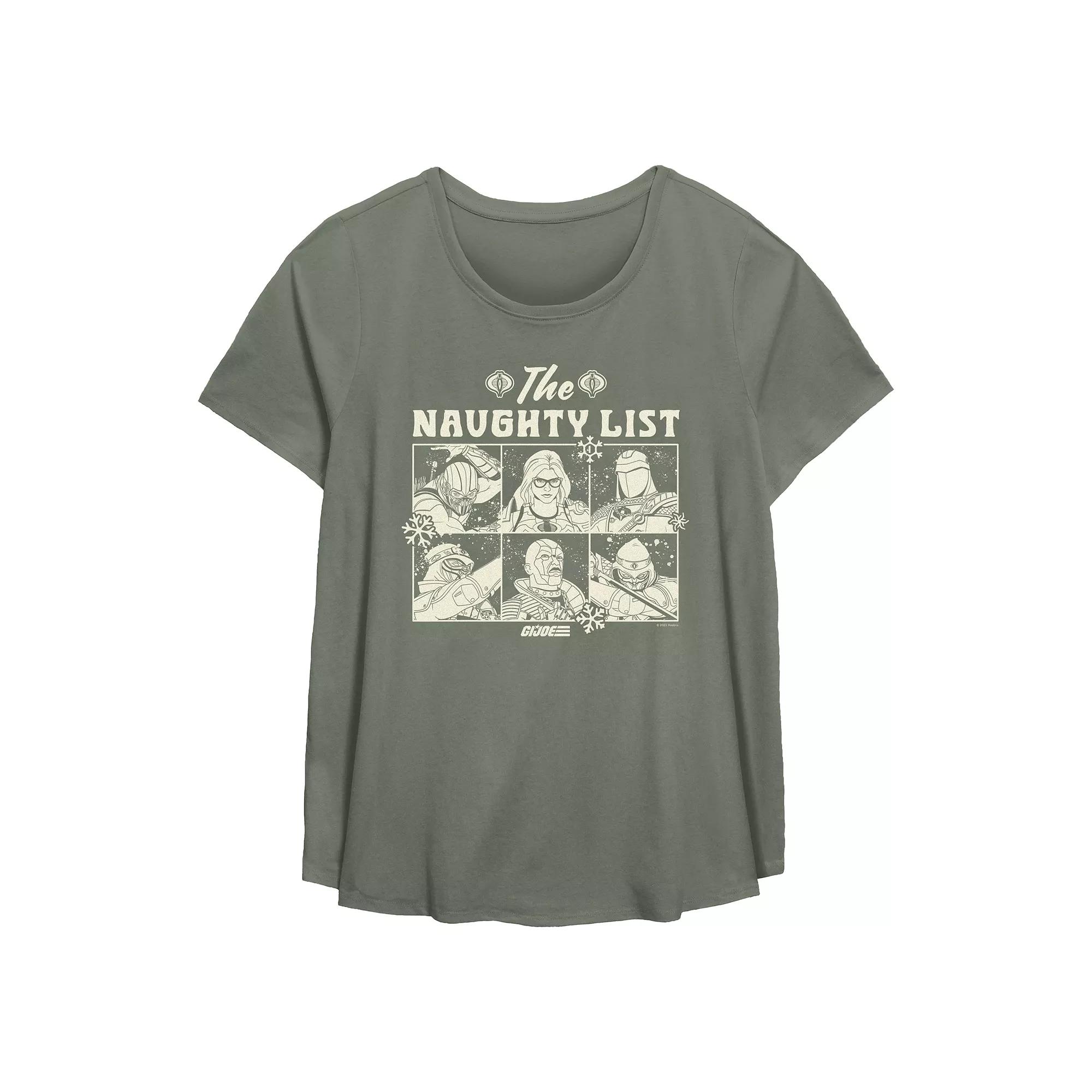 Plus Size GI Joe The Naughty List Flowy Graphic Tee, Women's, Size: 0X, Green Product Image