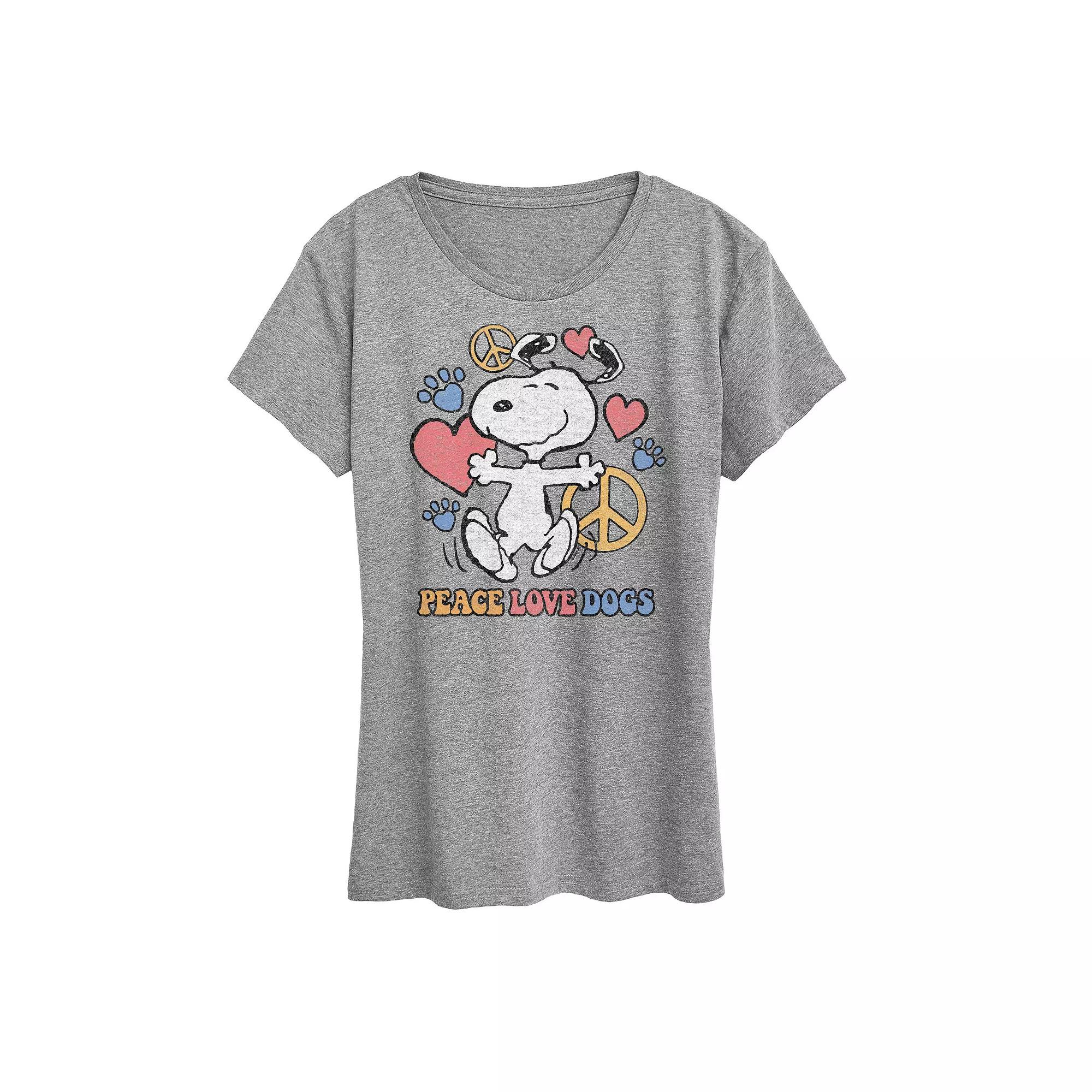 Women's Peanuts Snoopy Peace Love Dogs Graphic Tee,  Product Image