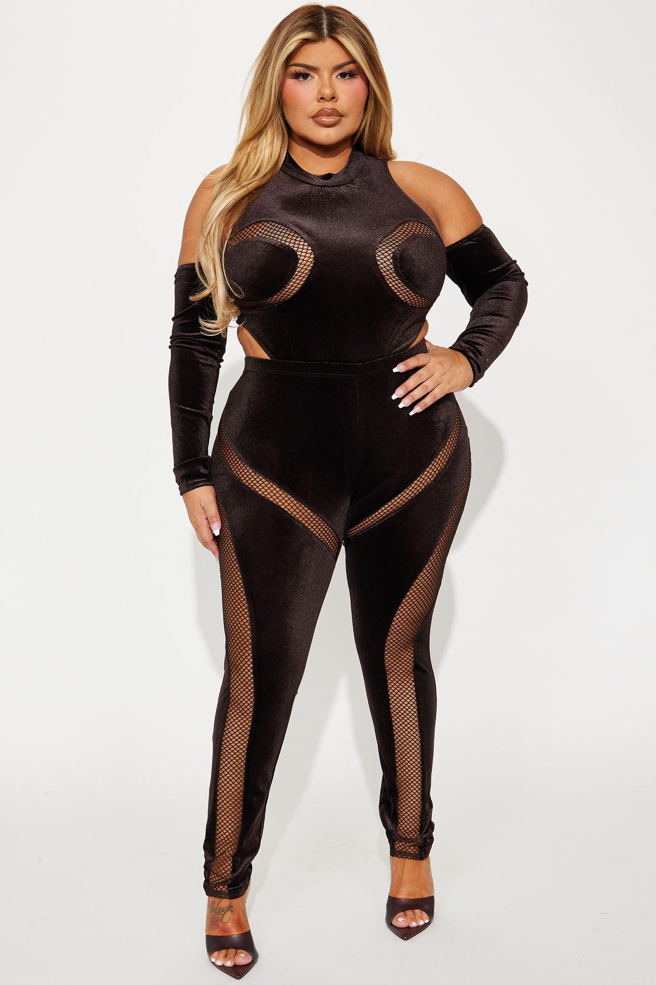 Burning Up Velvet Legging Set - Brown Product Image