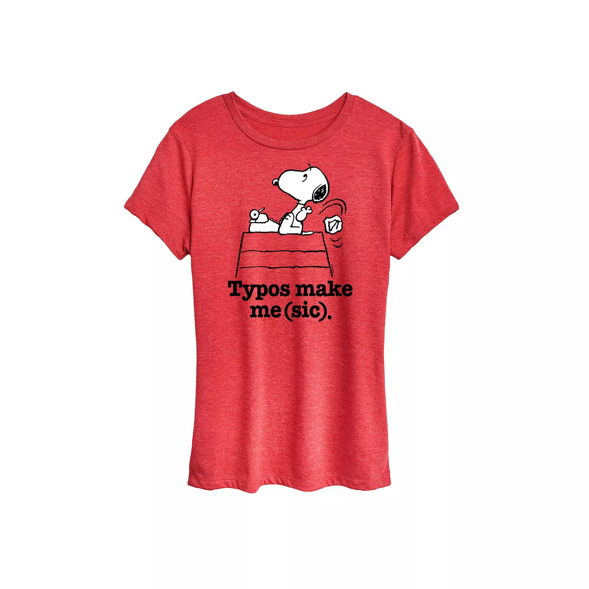 Women's Peanuts Snoopy Typos Make Me Sic Graphic Tee,  Product Image