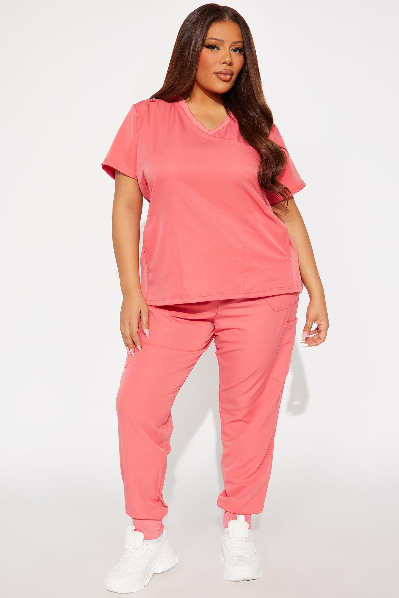 Get To Work Stretch Uniform Scrub Jogger Set - Coral Female Product Image