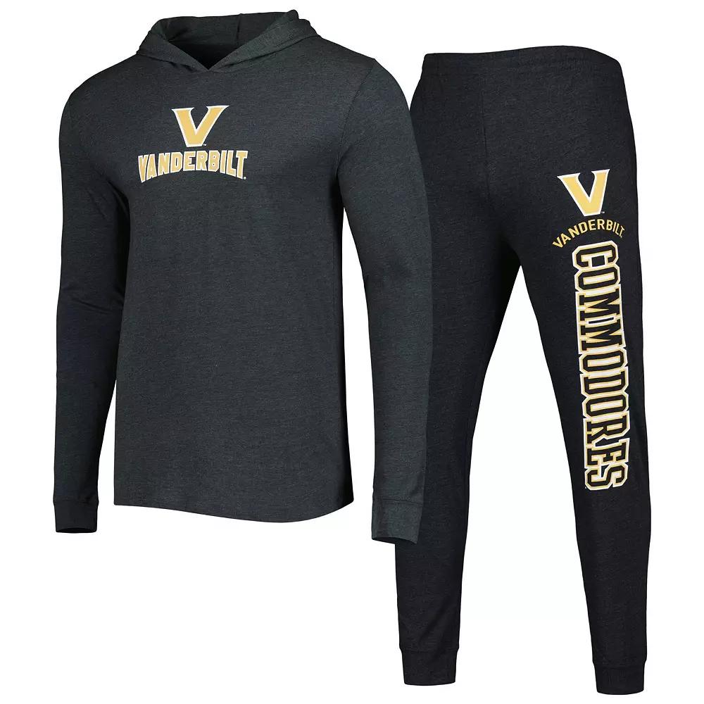 Men's Concepts Sport Black/Charcoal Vanderbilt Commodores Meter Pullover Hoodie & Pant Sleep Set,  Product Image