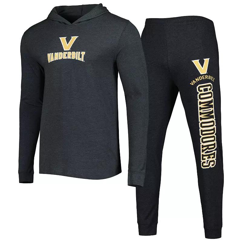Men's Concepts Sport Black/Charcoal Vanderbilt Commodores Meter Pullover Hoodie & Pant Sleep Set,  Product Image