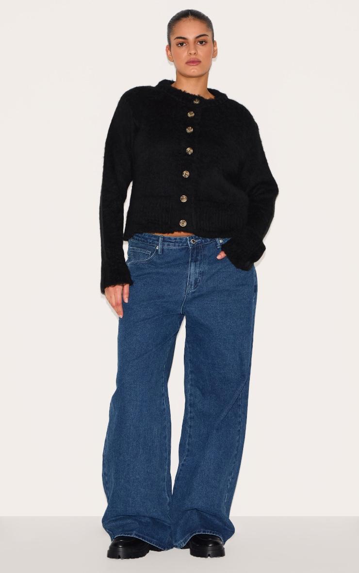 Plus Black Eyelash Knitted Cardigan Product Image