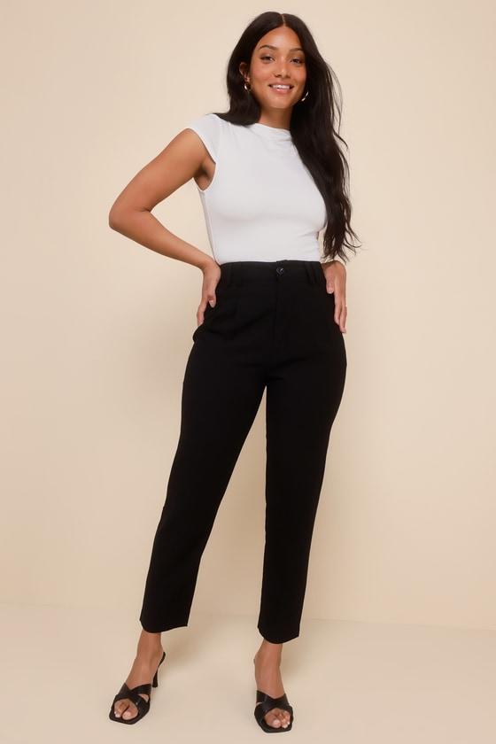 Strictly Business Black High-Waisted Trouser Pants Product Image