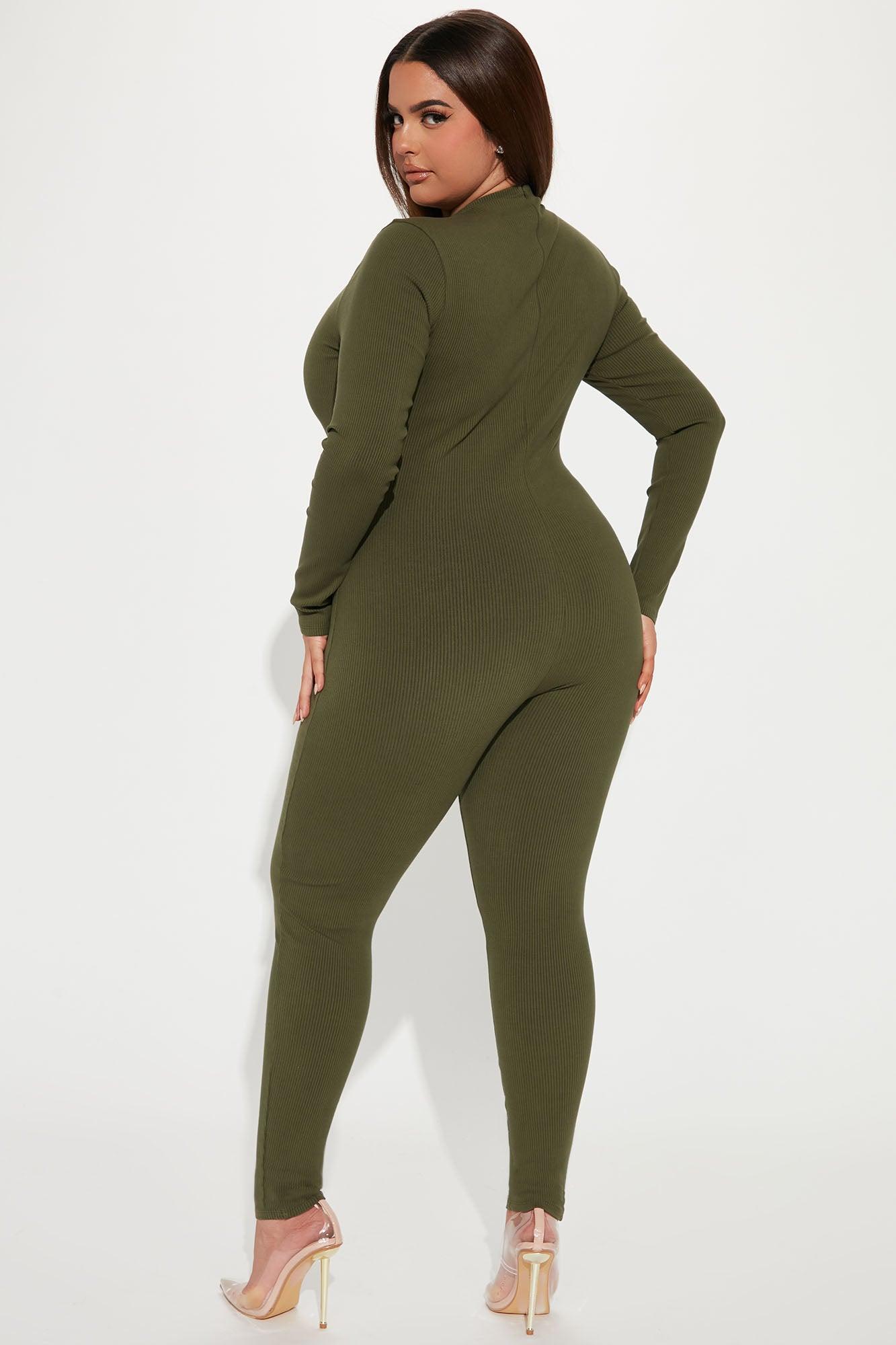 Maribel Snatched Jumpsuit - Olive Product Image