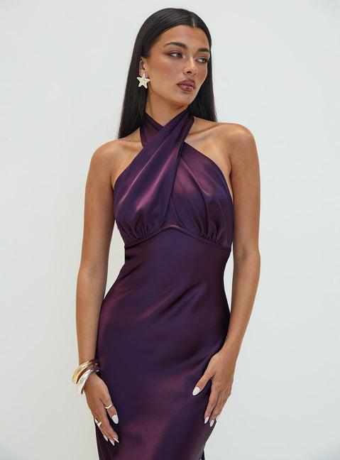 Rosaminta Halter Maxi Dress Plum Product Image