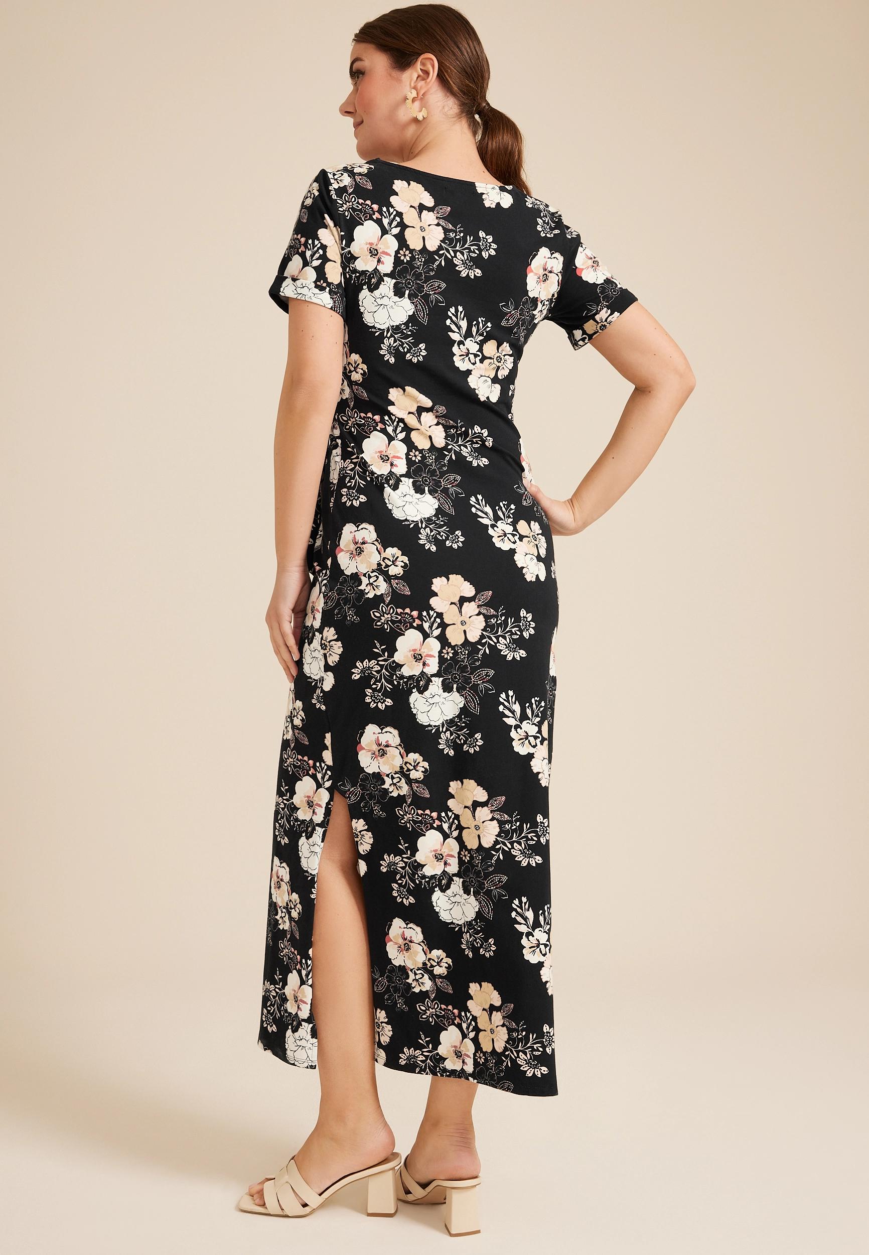 Maurices Womens 24/7 Floral Tie Waist Midi Dress Product Image