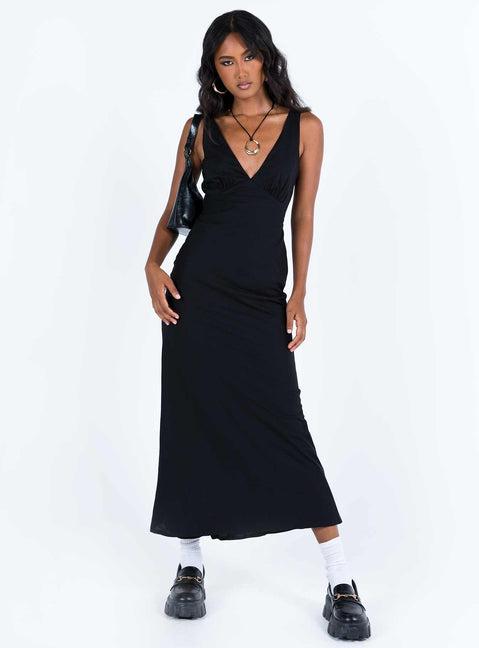 Nellie Maxi Dress Black Linen Product Image