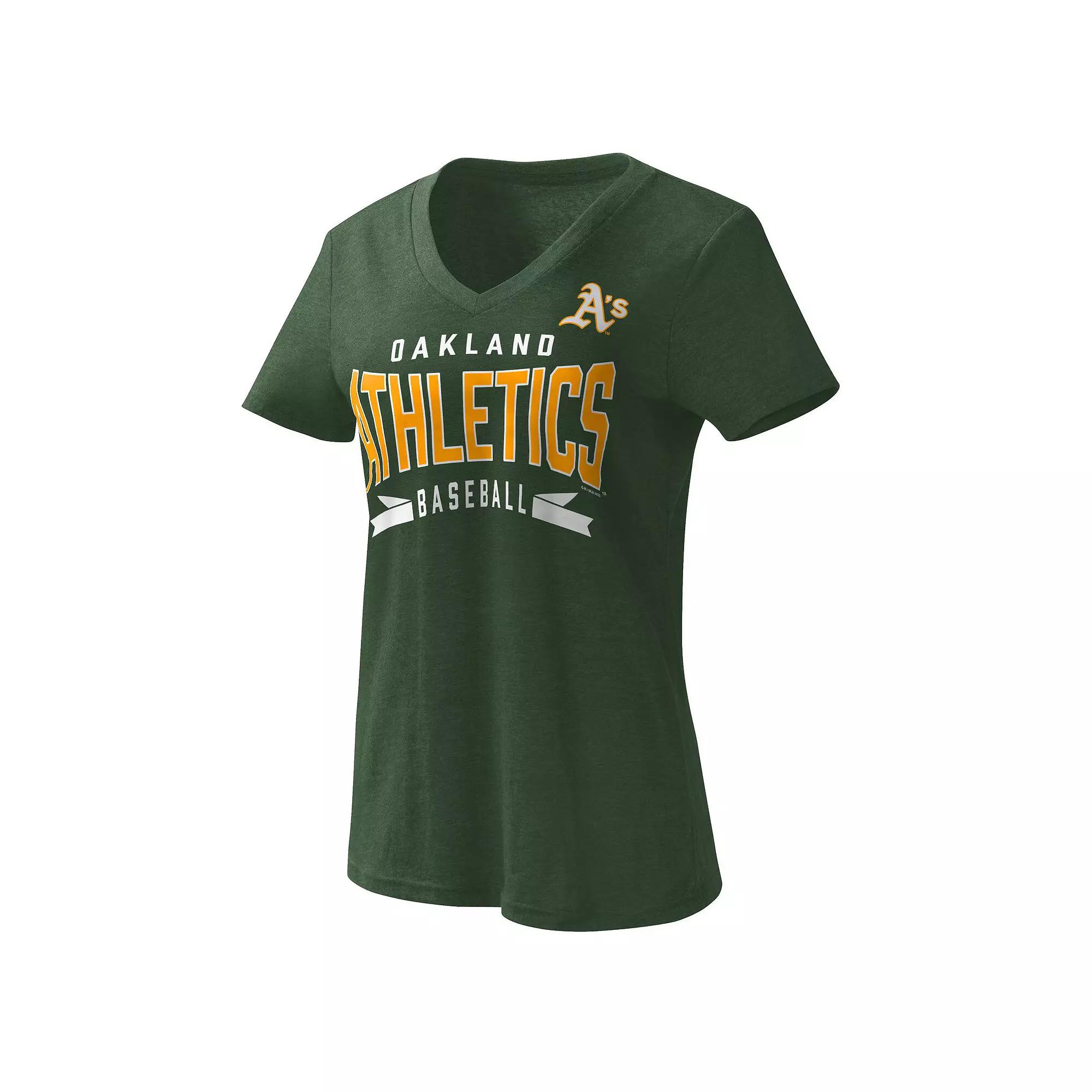 Women's G-III 4Her by Carl Banks Green Oakland Athletics Dream Team V-Neck T-Shirt,  Product Image